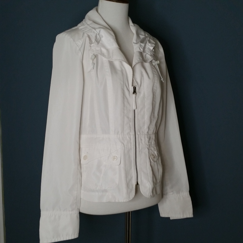 Tribal White Parka Jacket Size 4 Long Sleeve Polyester Easy Rider